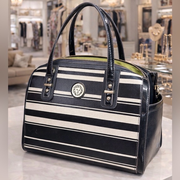 Anne Klein Handbags - Black and White Striped Anne Klein Handbag (Rare)